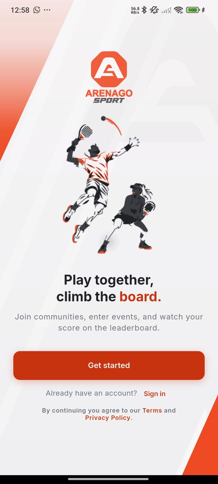 ArenaGo Sport onboarding